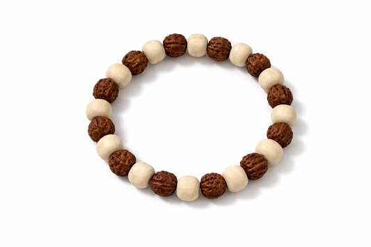 Dhivarashi Rudraksha Tulsi Bracelet for Men & Women | 100% Natural Tulsi Wood & Rudraksha Beads | Spiritual Protection, Peace & Meditation Bracelet