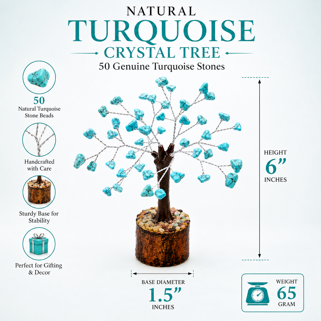 Natural Turquoise Crystal Tree β Protection, Balance & Inner Peace | 50 Stones | Dhivarashi
