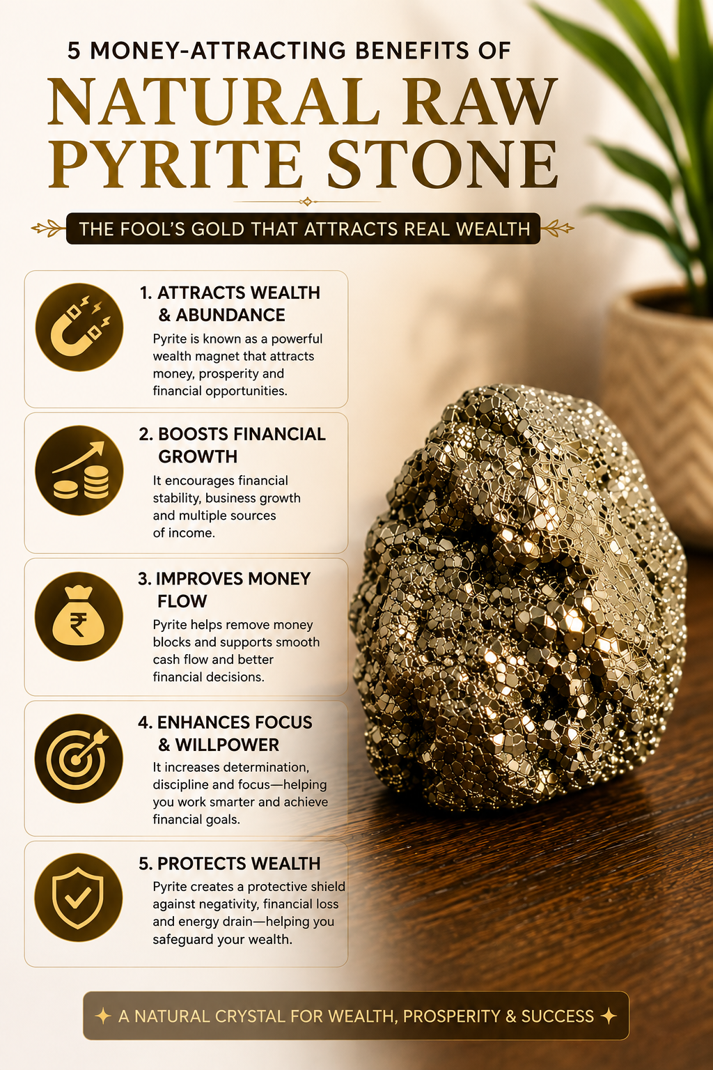 Natural Raw Pyrite Stone | 100% Earth-Mined Crystal | 40–70g Specimen