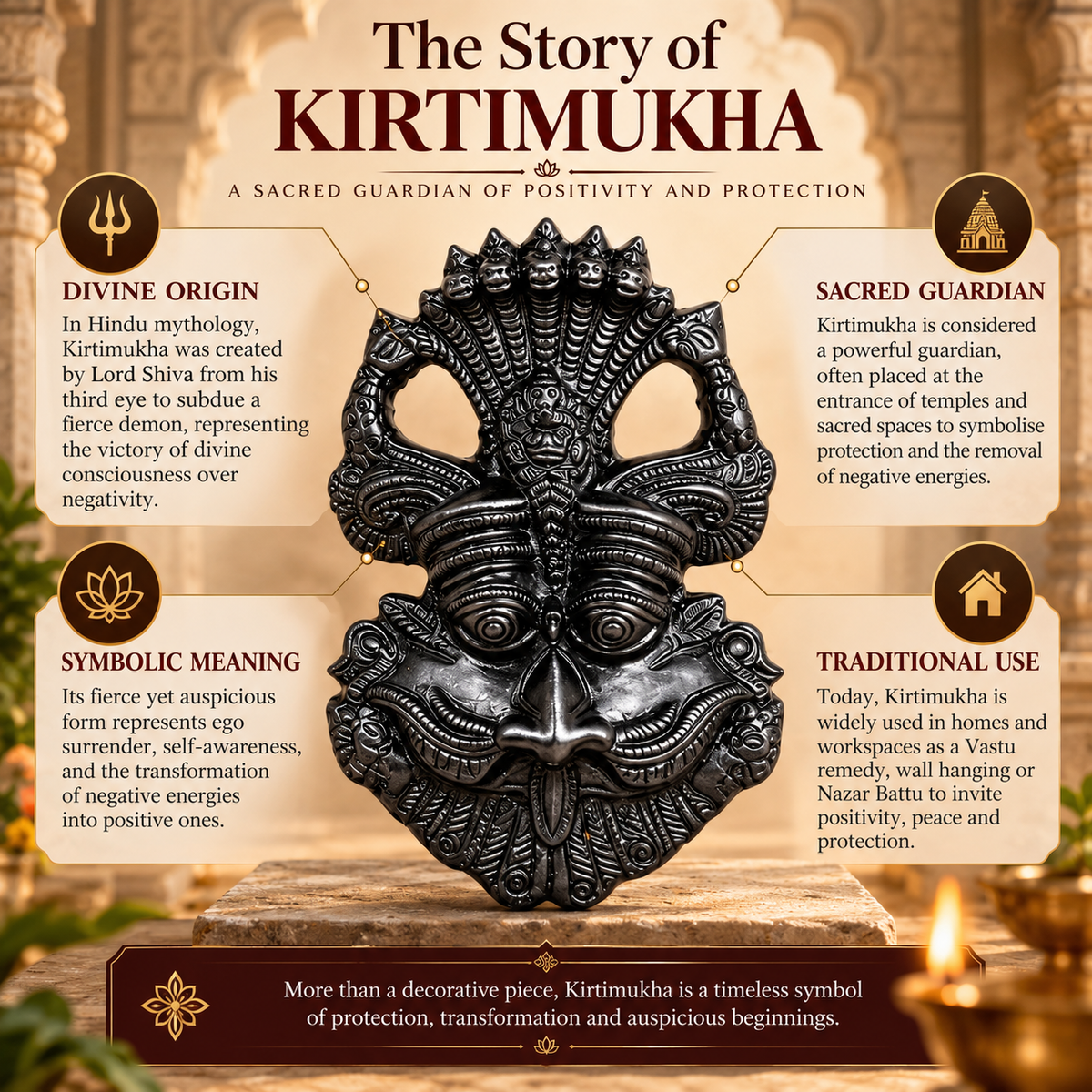 Kirtimukha Black Tourmaline Vastu Kavach for Main Door