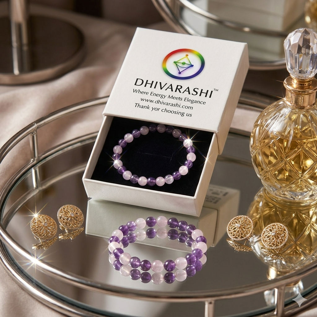 Rose Quartz & Amethyst Bracelet | Love, Emotional Healing & Inner Peace | Natural Crystal β DHIVARASHI