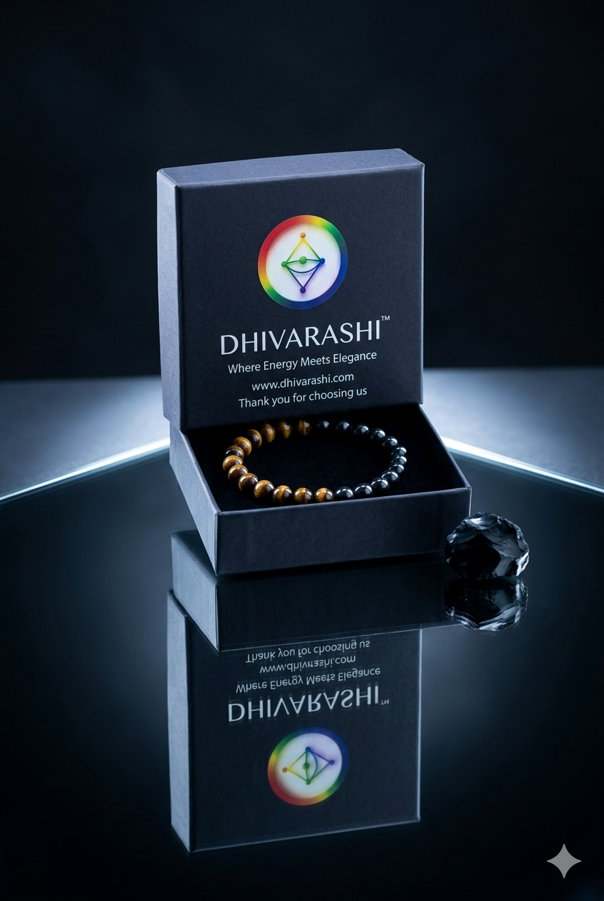 Black Onyx & Tiger Eye Bracelet | Protection, Confidence & Success | Natural Crystal โ DHIVARASHI