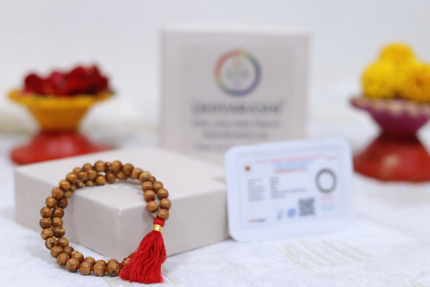 White Chandan Mala Tassel 8mm