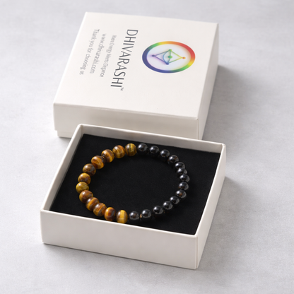 Black Onyx & Tiger Eye Bracelet | Protection, Confidence & Success | Natural Crystal – DHIVARASHI