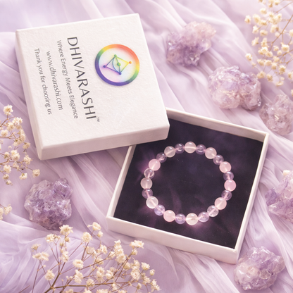 Rose Quartz & Amethyst Bracelet | Love, Emotional Healing & Inner Peace | Natural Crystal – DHIVARASHI