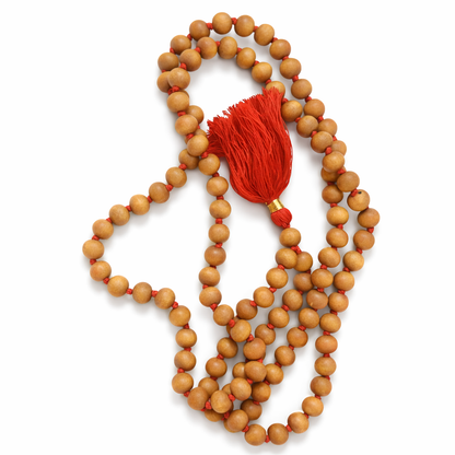 White Chandan Mala Tassel 8mm