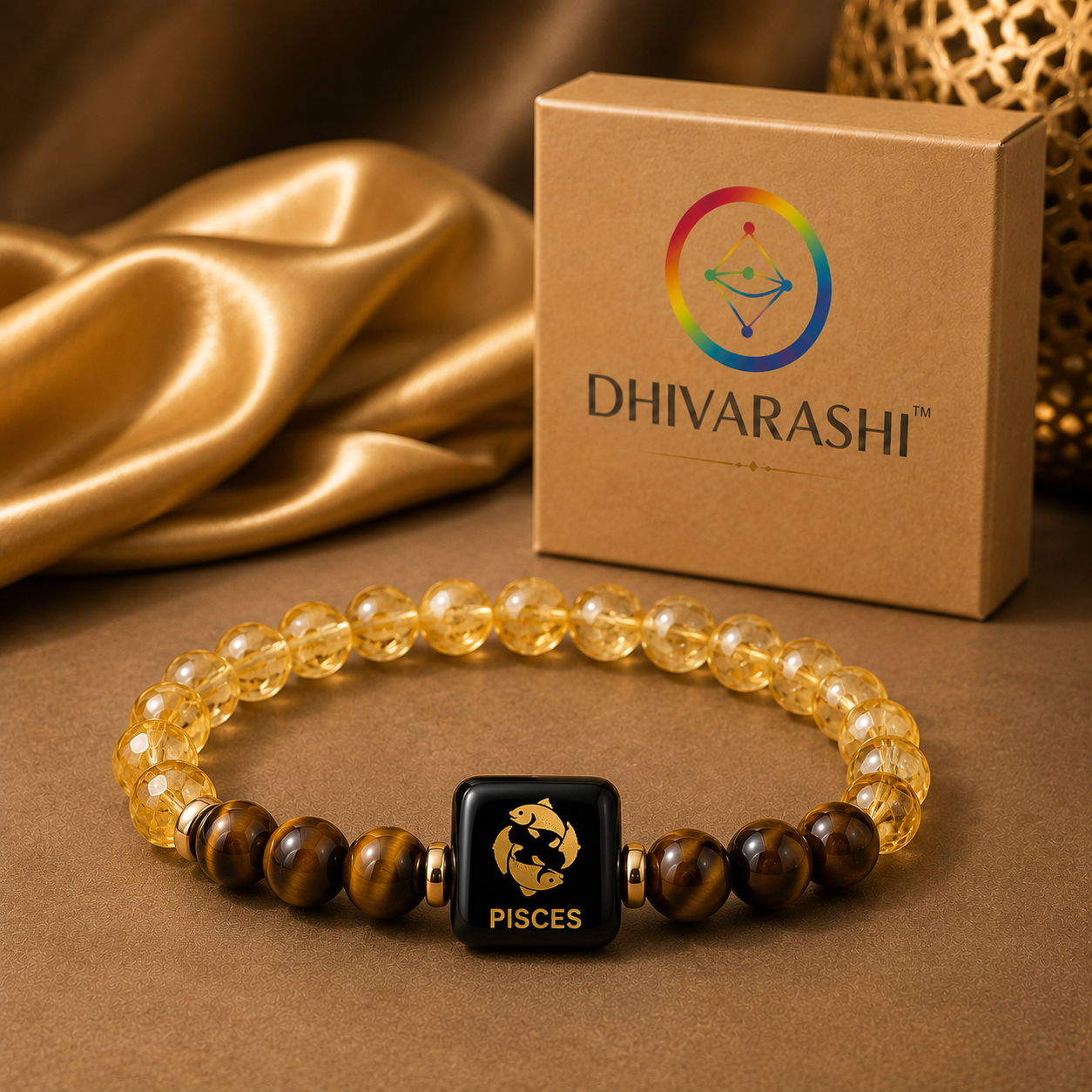 Pisces Zodiac Bracelet (मीन राशि) | Certified Amethyst & Aquamarine | Intuition, Calm & Emotional Balance | Crystal Bracelet for Men & Women