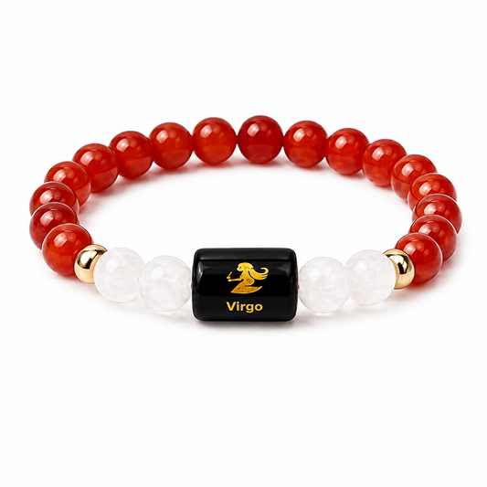 Virgo Zodiac Bracelet | Carnelian & Milky Quartz | Kanya Rashi