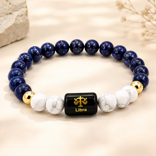Libra Zodiac Bracelet | Lapis Lazuli & White Howlite | Tula Rashi