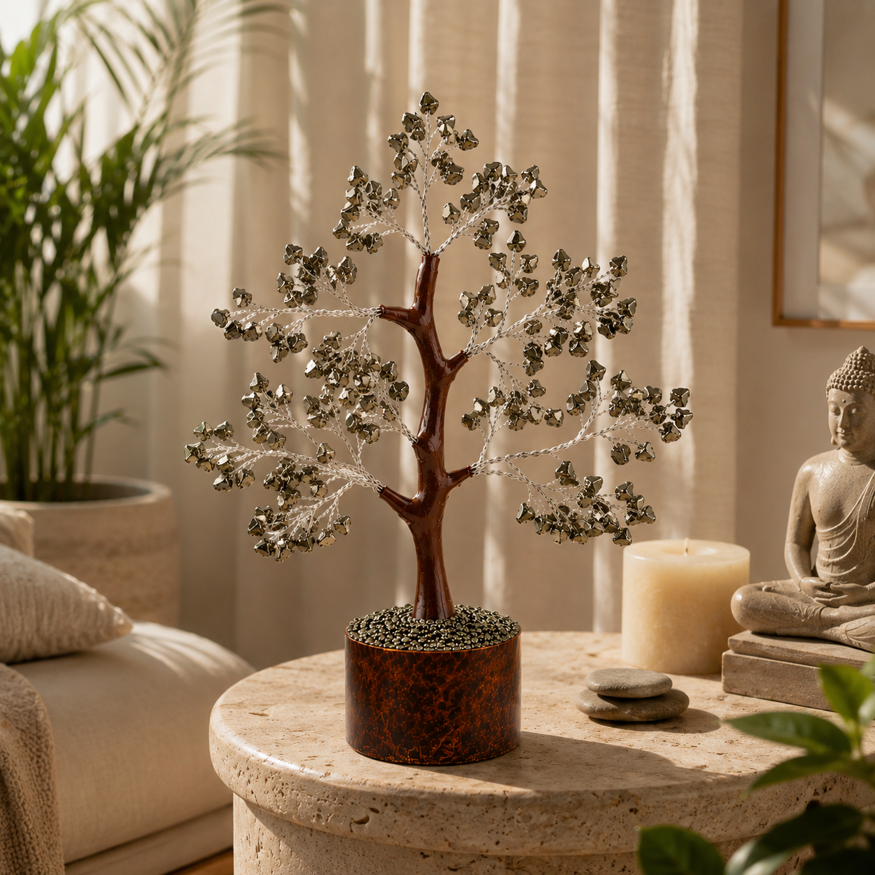 Natural Pyrite Crystal Tree | 300 Beads | Vastu & Feng Shui Décor | Dhivarashi®