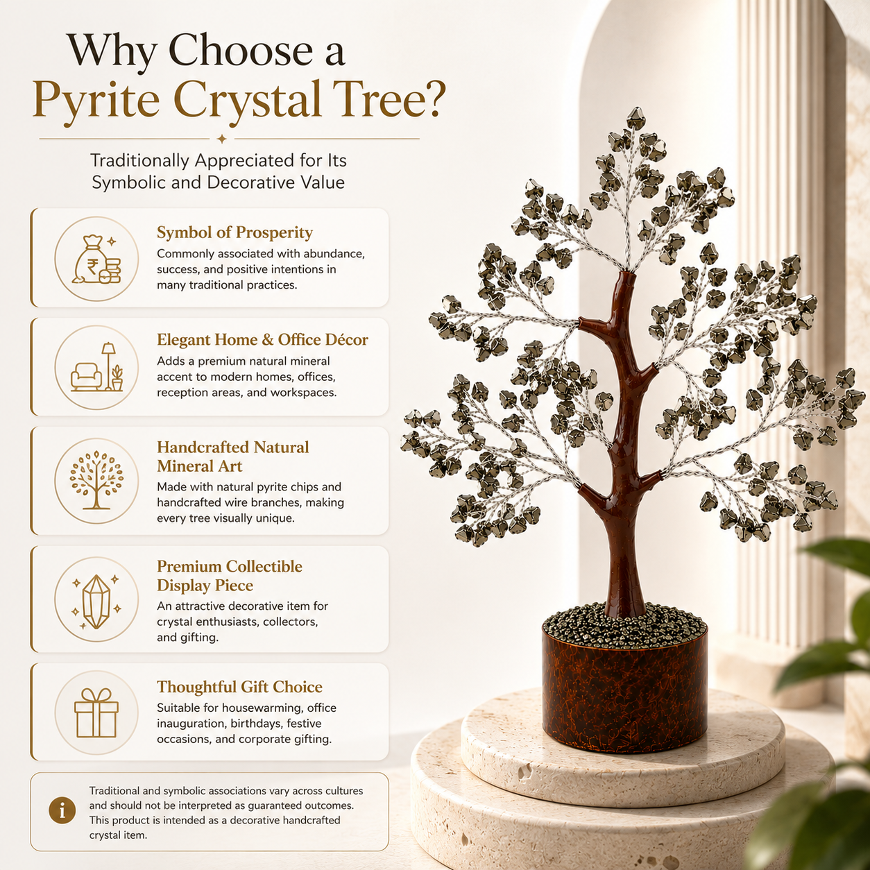 Natural Pyrite Crystal Tree | 300 Beads | Vastu & Feng Shui Décor | Dhivarashi®
