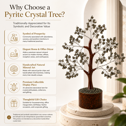 Natural Pyrite Crystal Tree | 300 Beads | Vastu & Feng Shui Décor | Dhivarashi®