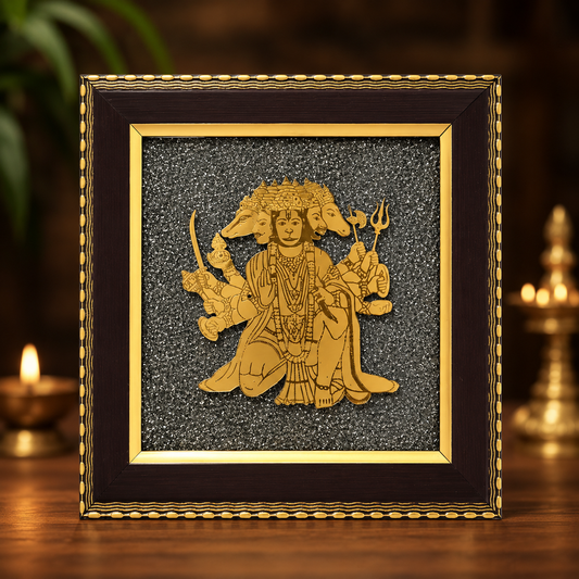 Panchmukhi Hanuman Pyrite Stone Frame – Protection, Wealth & Vastu Décor | Dhivarashi