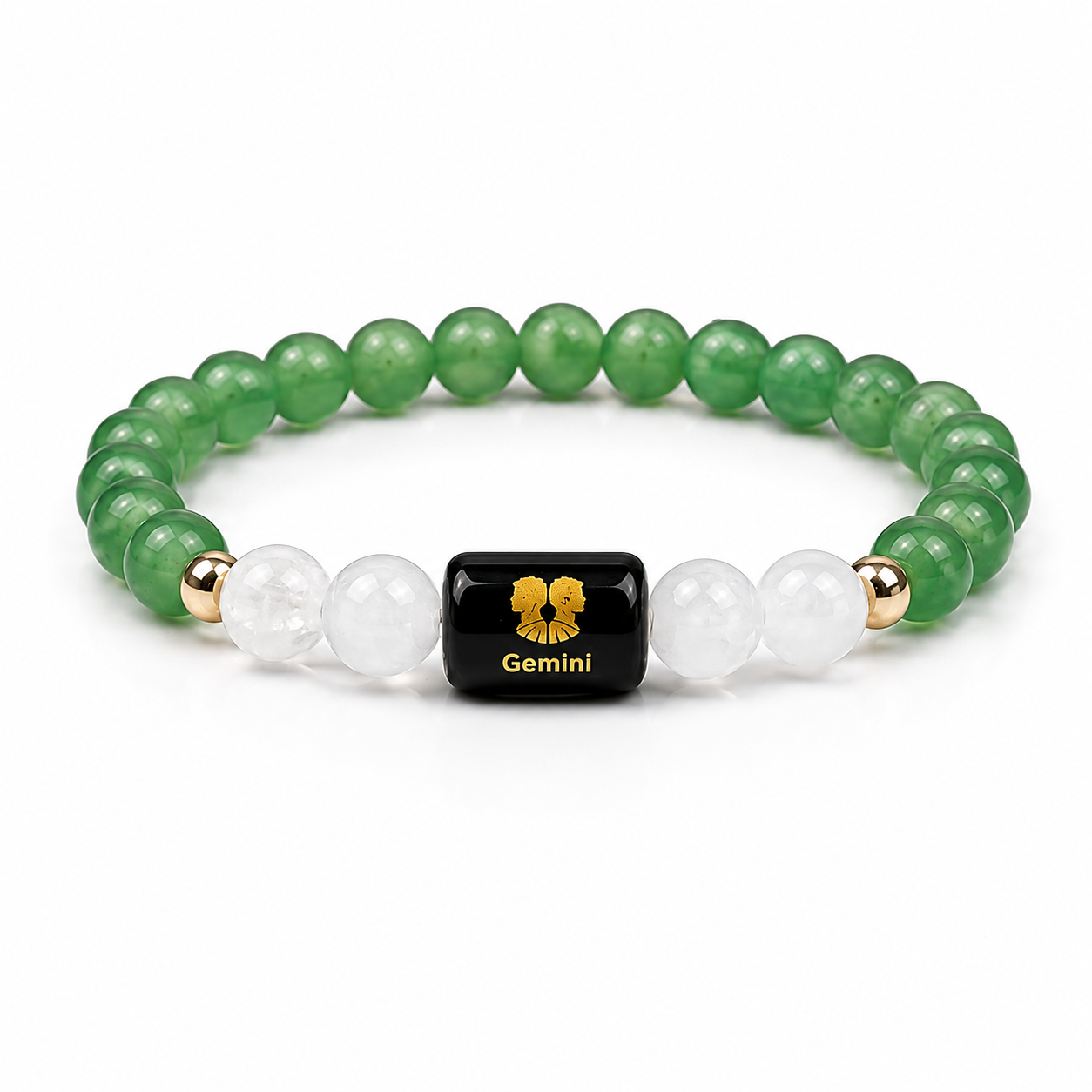 Gemini Zodiac Bracelet (मिथुन राशि) for Men & Women | Green Aventurine & Milky Quartz Crystal Bracelet for Emotional Balance, Focus & Positive Energy | Astrology Healing Bracelet Gift