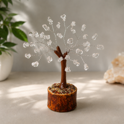Dhivarashi® Clear Quartz Crystal Tree (50 Beads) | Handmade 6 Inch Natural Crystal Tree for Home, Office & Meditation Decor | 65g