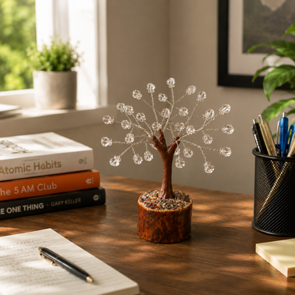Dhivarashi® Clear Quartz Crystal Tree (50 Beads) | Handmade 6 Inch Natural Crystal Tree for Home, Office & Meditation Decor | 65g