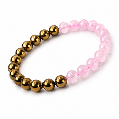 Rose Quartz & Golden Obsidian Bracelet – Love, Protection & Healing Crystal Jewelry