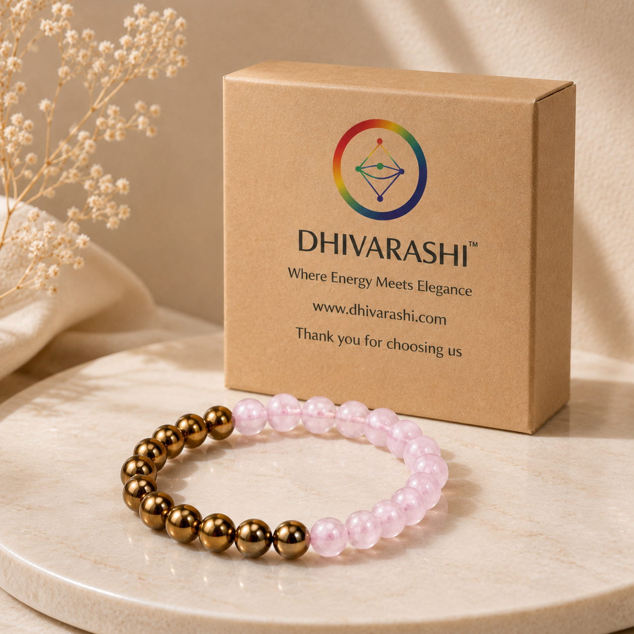 Rose Quartz & Golden Obsidian Bracelet – Love, Protection & Healing Crystal Jewelry