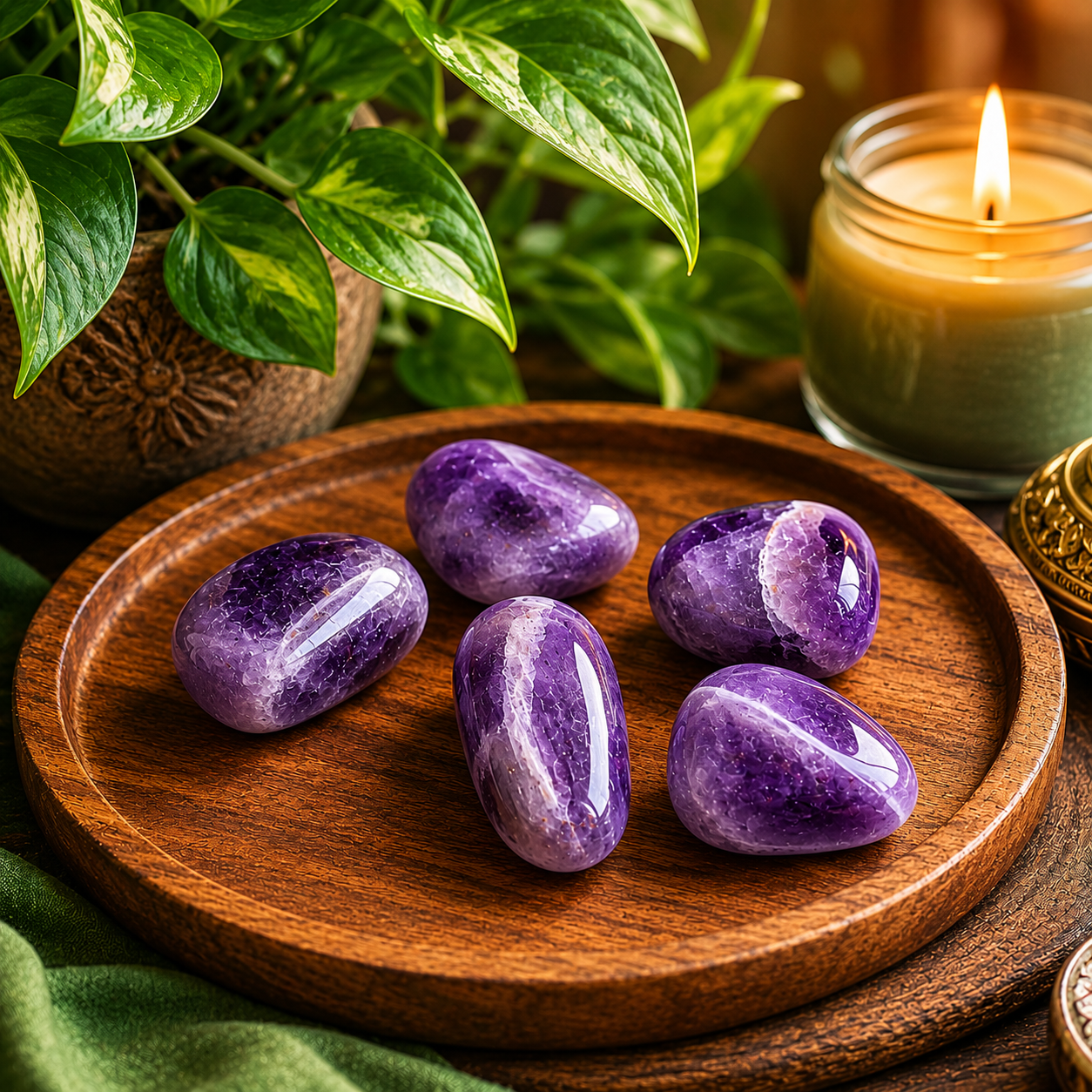 Amethyst Tumbles 60g – Set of 5 Healing Crystals | Dhivarashi