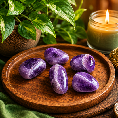 Amethyst Tumbles 60g – Set of 5 Healing Crystals | Dhivarashi
