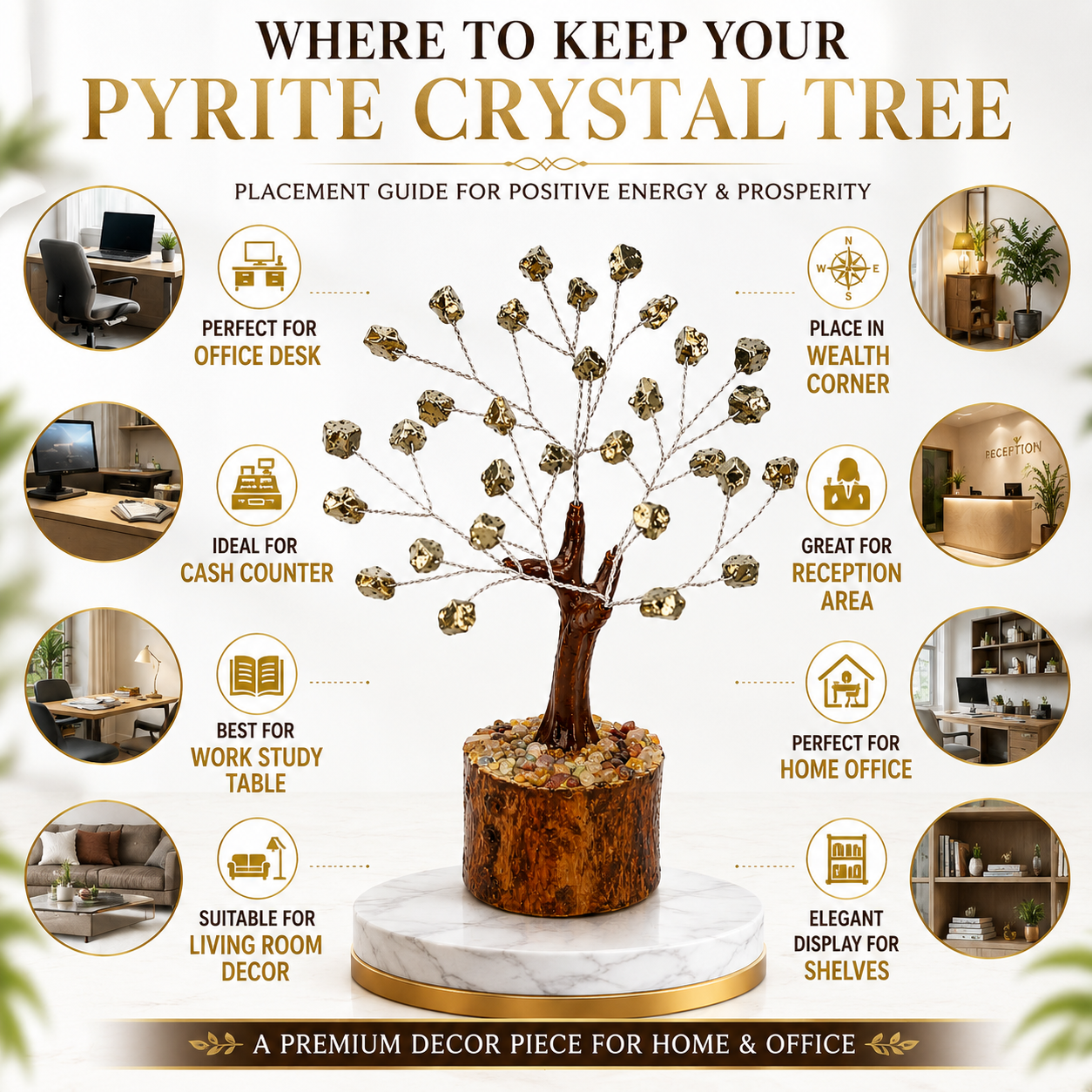 Natural Pyrite Crystal Tree for Wealth & Prosperity | 50 Stones | Dhivarashi