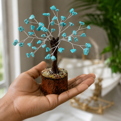 Natural Turquoise Crystal Tree – Protection, Balance & Inner Peace | 50 Stones | Dhivarashi