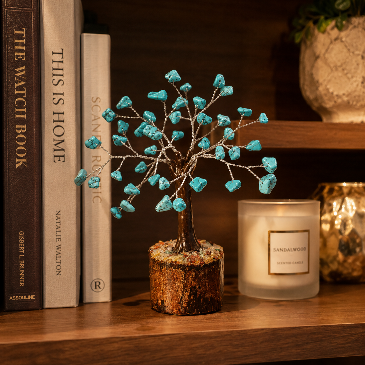 Natural Turquoise Crystal Tree – Protection, Balance & Inner Peace | 50 Stones | Dhivarashi