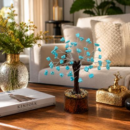 Natural Turquoise Crystal Tree – Protection, Balance & Inner Peace | 50 Stones | Dhivarashi
