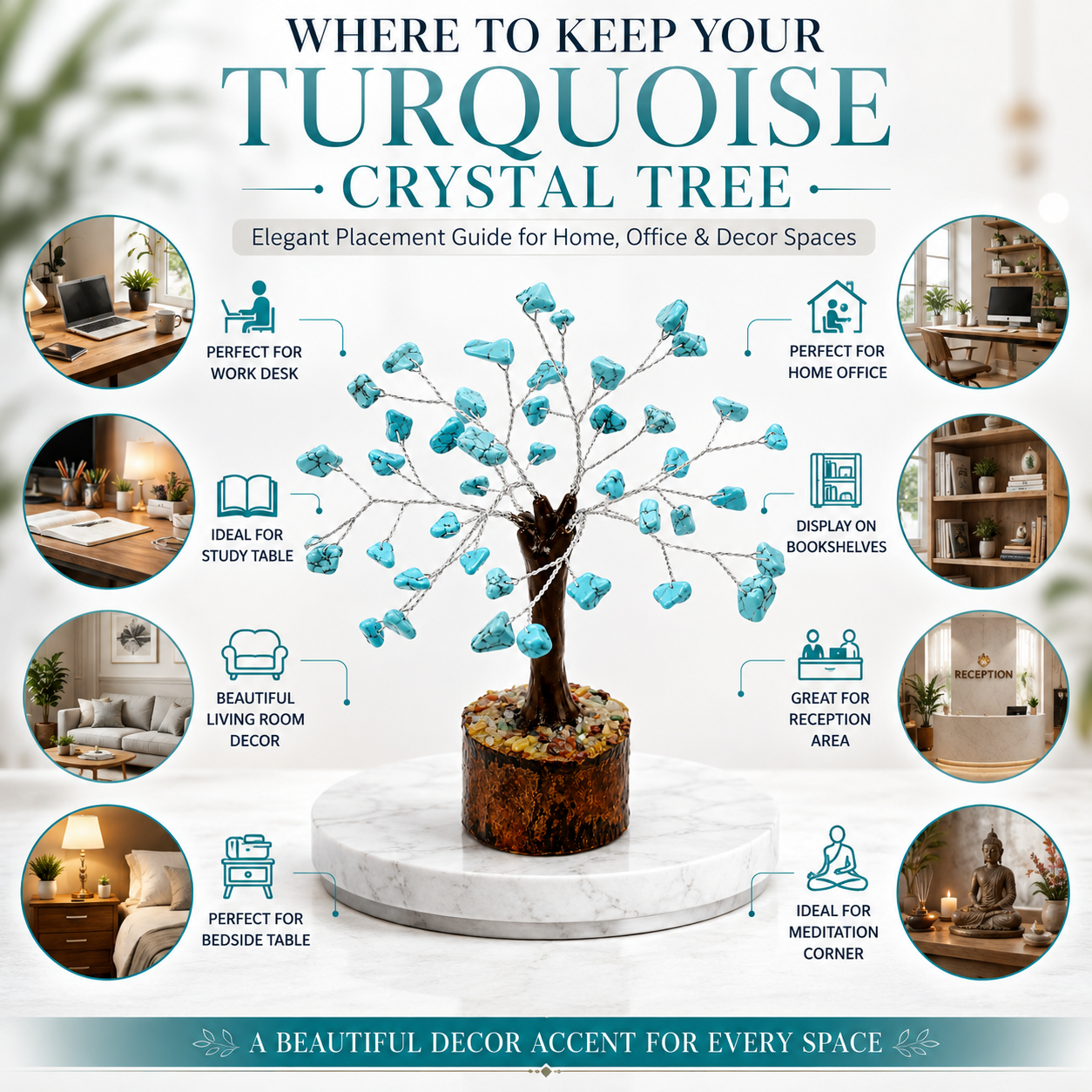 Natural Turquoise Crystal Tree – Protection, Balance & Inner Peace | 50 Stones | Dhivarashi
