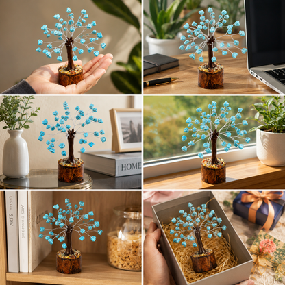 Natural Turquoise Crystal Tree – Protection, Balance & Inner Peace | 50 Stones | Dhivarashi