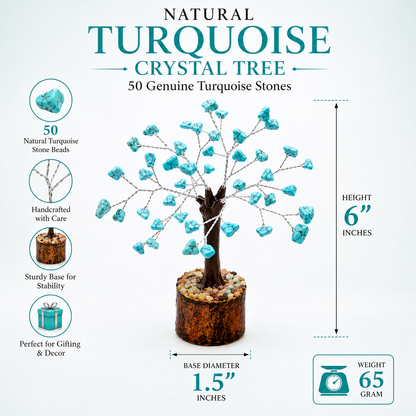 Natural Turquoise Crystal Tree – Protection, Balance & Inner Peace | 50 Stones | Dhivarashi