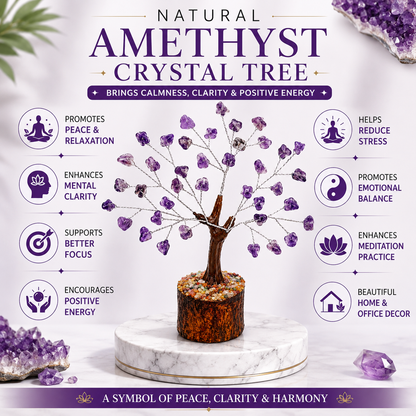 Amethyst Crystal Tree | 50 Natural Beads | Handmade Gemstone Crystal Tree | Dhivarashi