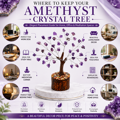 Amethyst Crystal Tree | 50 Natural Beads | Handmade Gemstone Crystal Tree | Dhivarashi