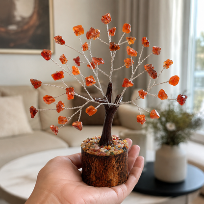 Natural Carnelian Crystal Tree – Boost Energy, Confidence & Motivation | 50 Stones | Dhivarashi