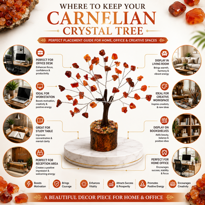 Natural Carnelian Crystal Tree – Boost Energy, Confidence & Motivation | 50 Stones | Dhivarashi