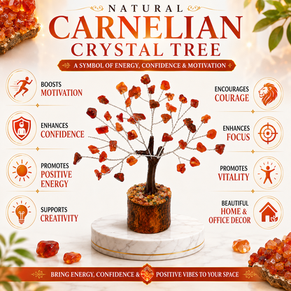 Natural Carnelian Crystal Tree – Boost Energy, Confidence & Motivation | 50 Stones | Dhivarashi