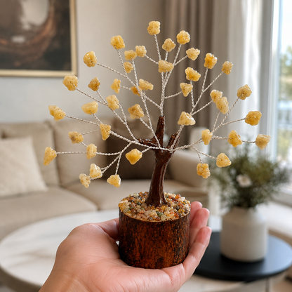 Natural Yellow Aventurine Crystal Tree – Success, Confidence & Positive Energy | 50 Stones | Dhivarashi