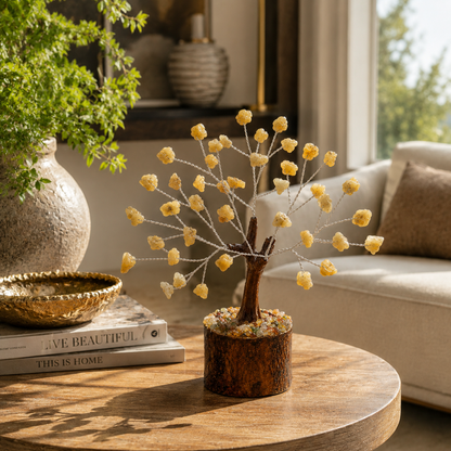Natural Yellow Aventurine Crystal Tree – Success, Confidence & Positive Energy | 50 Stones | Dhivarashi