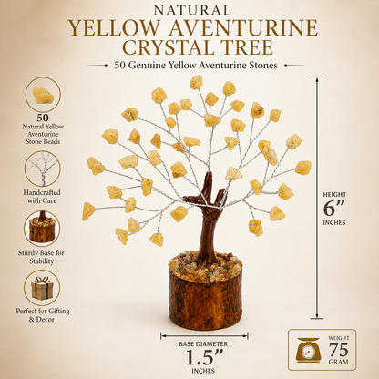 Natural Yellow Aventurine Crystal Tree – Success, Confidence & Positive Energy | 50 Stones | Dhivarashi