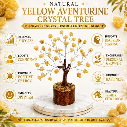 Natural Yellow Aventurine Crystal Tree – Success, Confidence & Positive Energy | 50 Stones | Dhivarashi