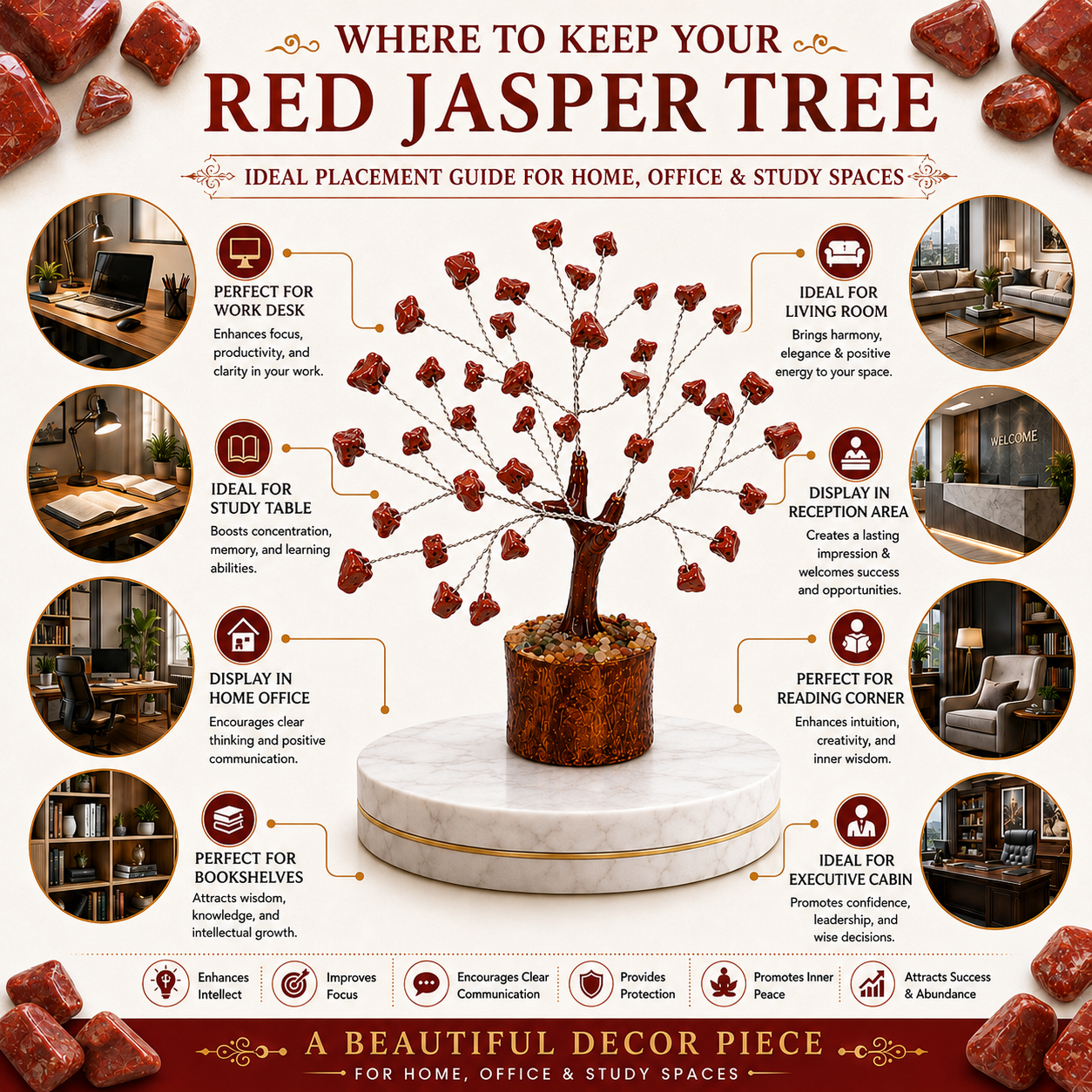 Red Jasper Crystal Tree | 50 Beads | 6 Inch | Vastu & Home Décor Gift