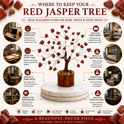 Red Jasper Crystal Tree | 50 Beads | 6 Inch | Vastu & Home Décor Gift