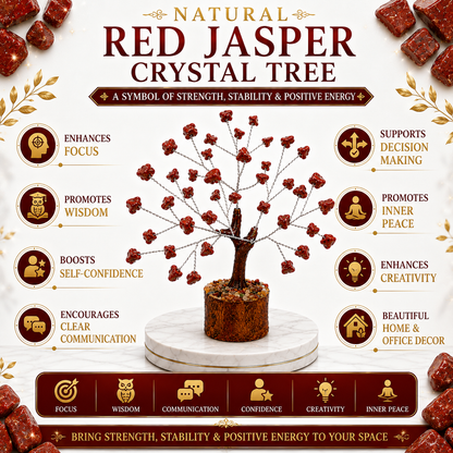Red Jasper Crystal Tree | 50 Beads | 6 Inch | Vastu & Home Décor Gift