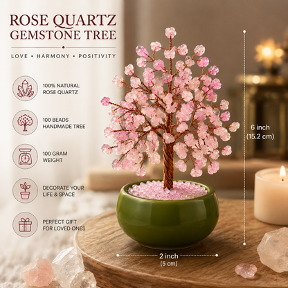 Natural Rose Quartz Crystal Tree | Stone of Love | DHIVARASHI