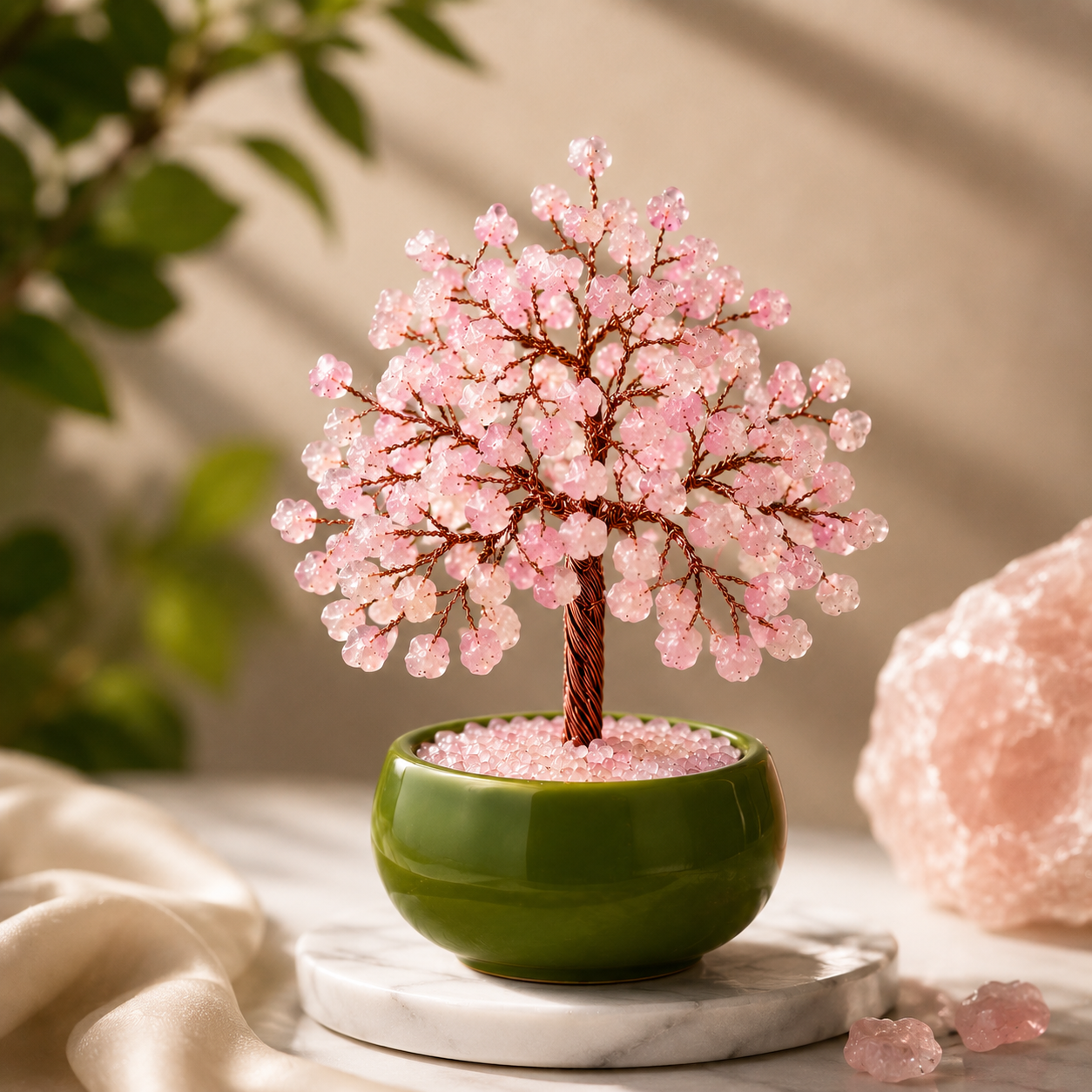 Natural Rose Quartz Crystal Tree | Stone of Love | DHIVARASHI