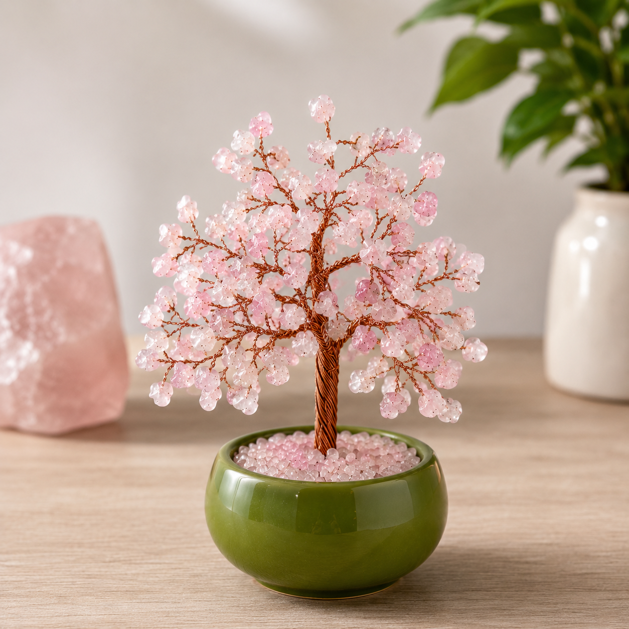 Natural Rose Quartz Crystal Tree | Stone of Love | DHIVARASHI