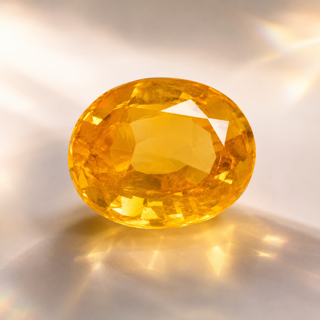 Yellow Sapphire (Pukhraj) – Oval Cut | Certified Gemstone | Dhivarashi