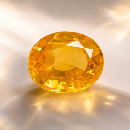 Yellow Sapphire (Pukhraj) – Oval Cut | Certified Gemstone | Dhivarashi