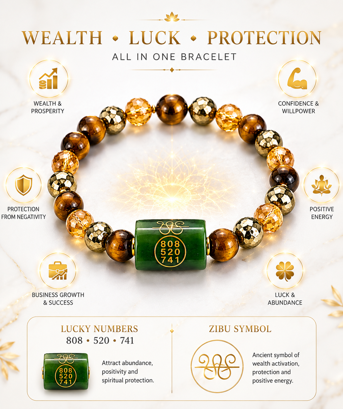 Zibu 808·520·741 Wealth Bracelet