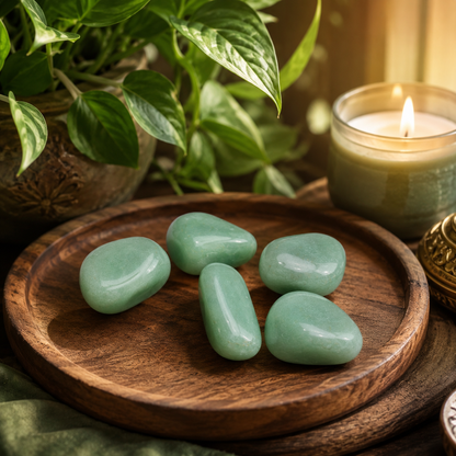 Green Aventurine Crystal Tumbled Stones – Stone of Opportunity | Set of 5 | Dhivarashi